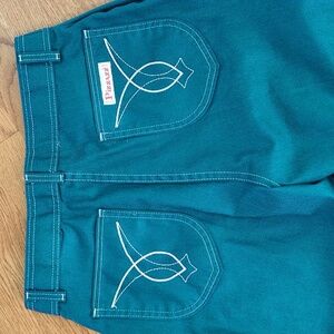 Vintage teal pants Pizzazz 12 inch high rise 28 waist 31.5 inseam